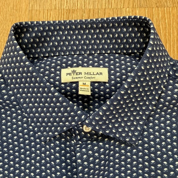 Peter Millar Crown Sport Summer Comfort Blue Button Down Mens Size M NWT $160 - Picture 6 of 7